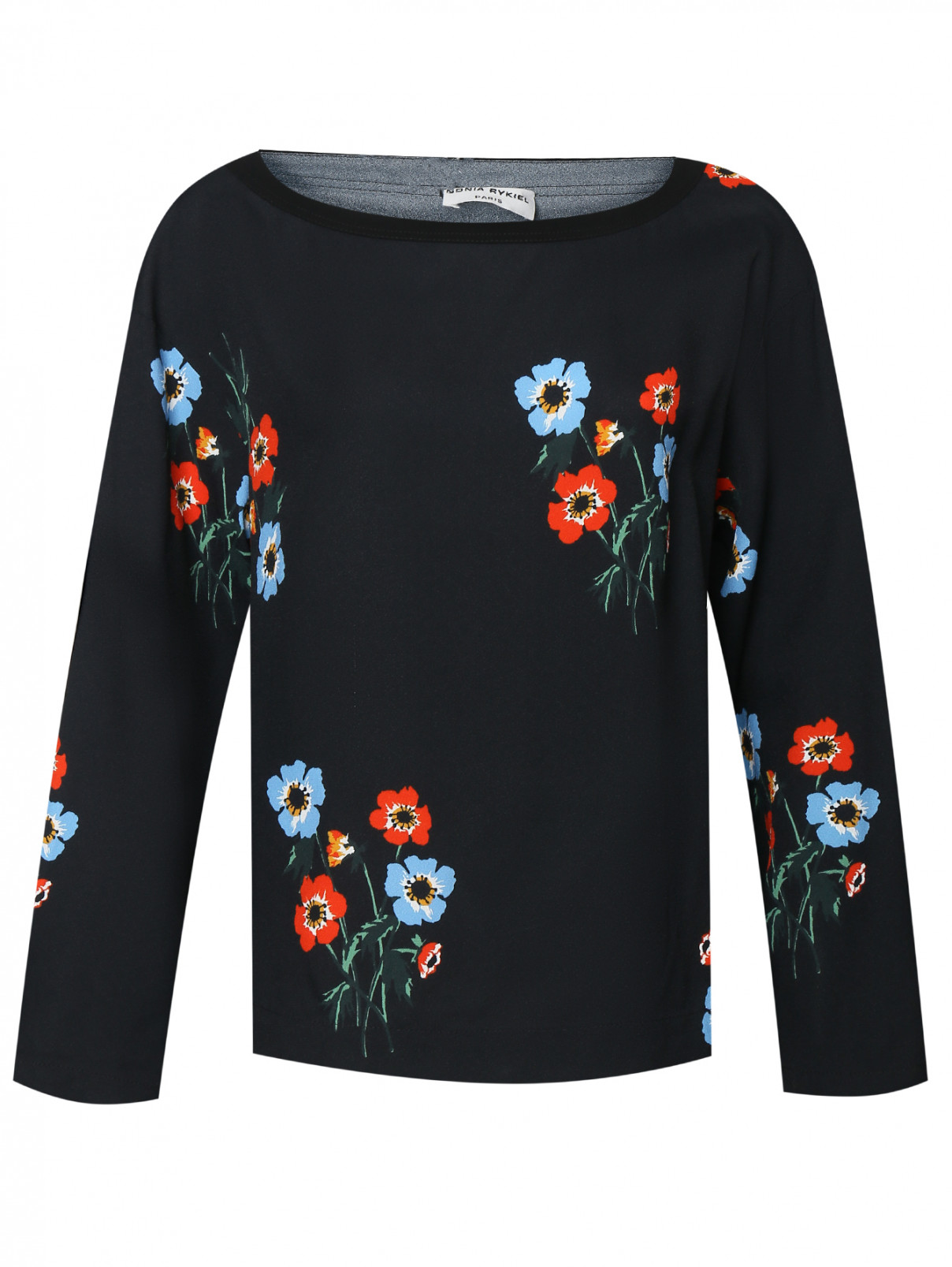 Блуза прямого кроя с цветочным узором Sonia Rykiel  –  Общий вид  – Цвет:  Узор