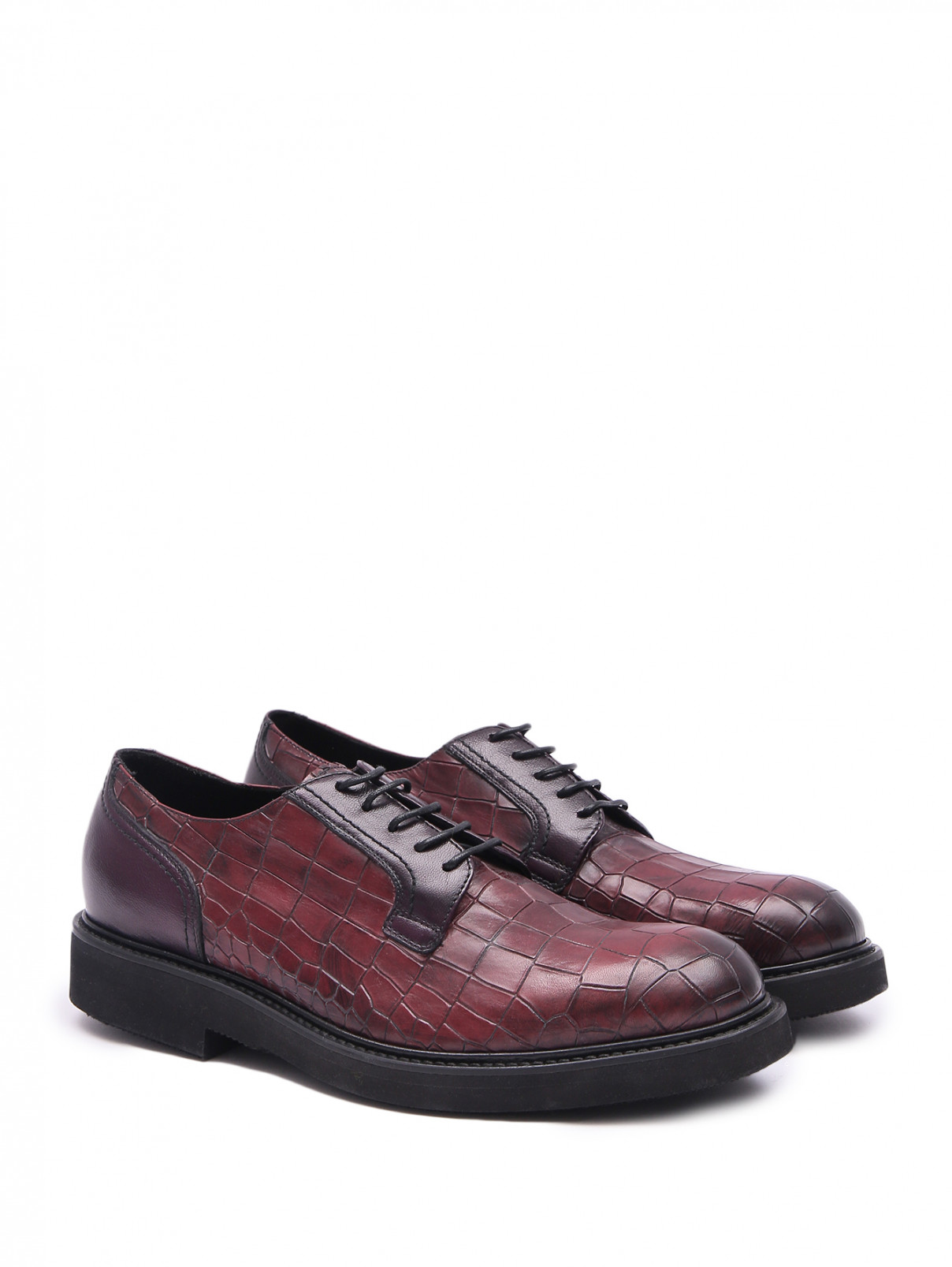 Туфли из фактурной кожи на шнурках Gianfranco Butteri  –  Общий вид  – Цвет:  Красный