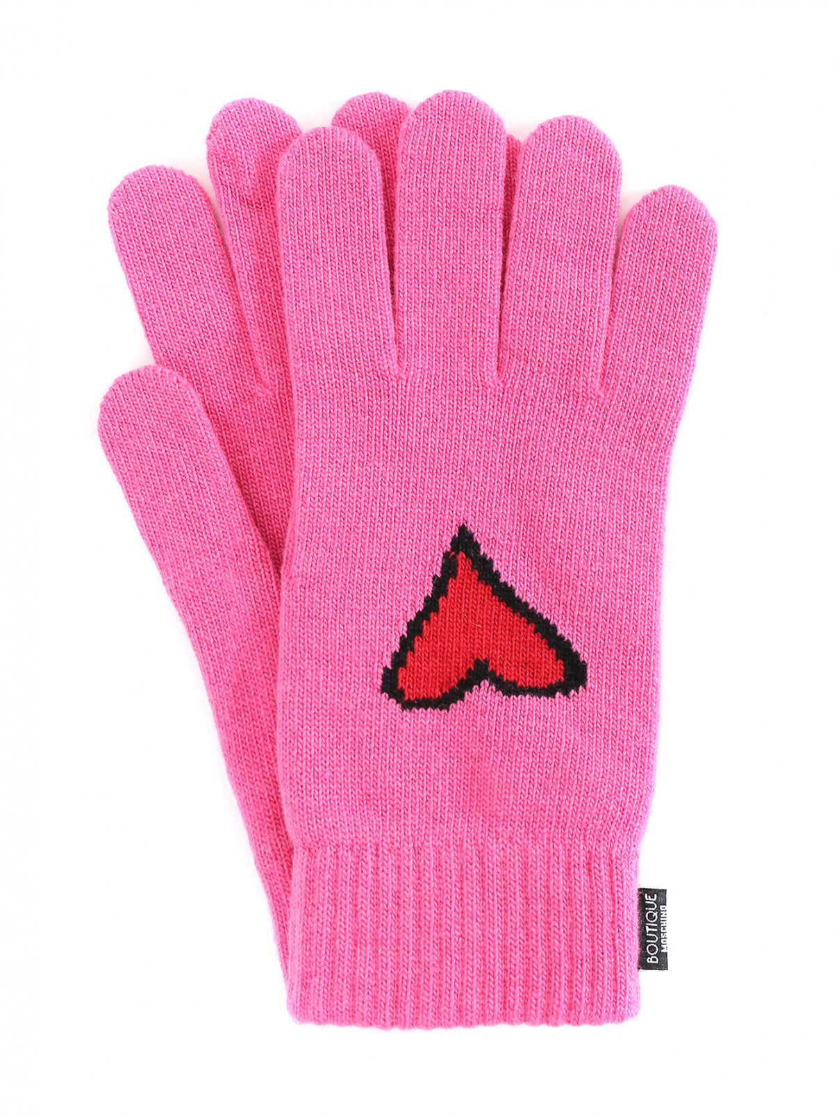 Перчатки из смесовой шерсти с принтом Moschino Couture  –  Общий вид  – Цвет:  Розовый