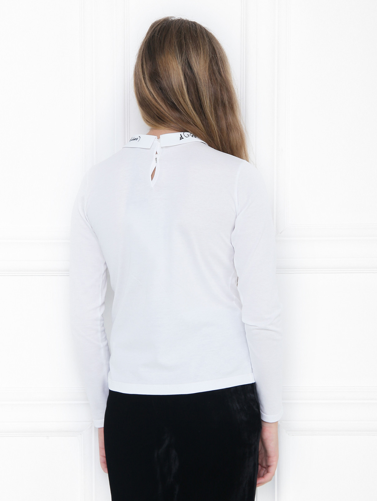 Блуза из хлопка с воротником Dolce & Gabbana  –  МодельВерхНиз1  – Цвет:  Белый