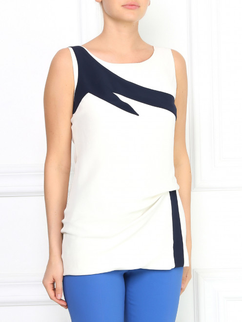 Блуза с драпировкой и контрастной вставкой Alberta Ferretti - Модель Верх-Низ