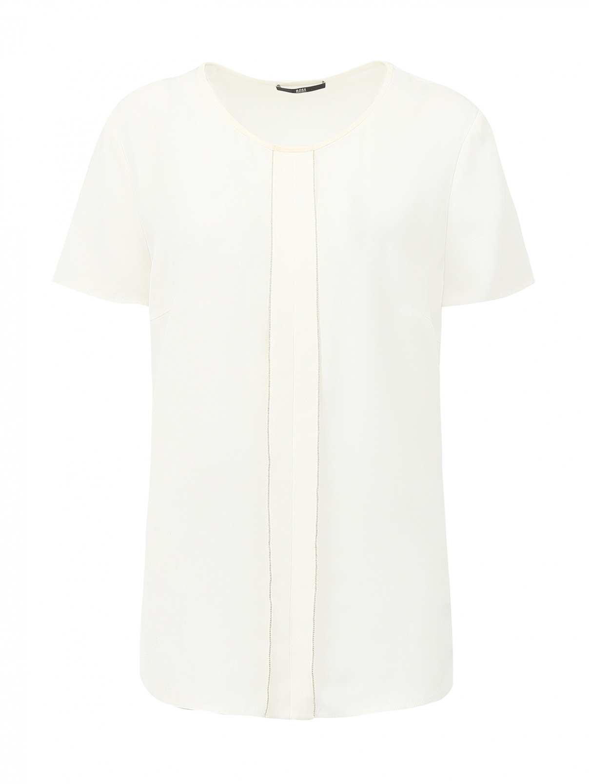 Блуза удлиненная с декором Boss  –  Общий вид  – Цвет:  Белый