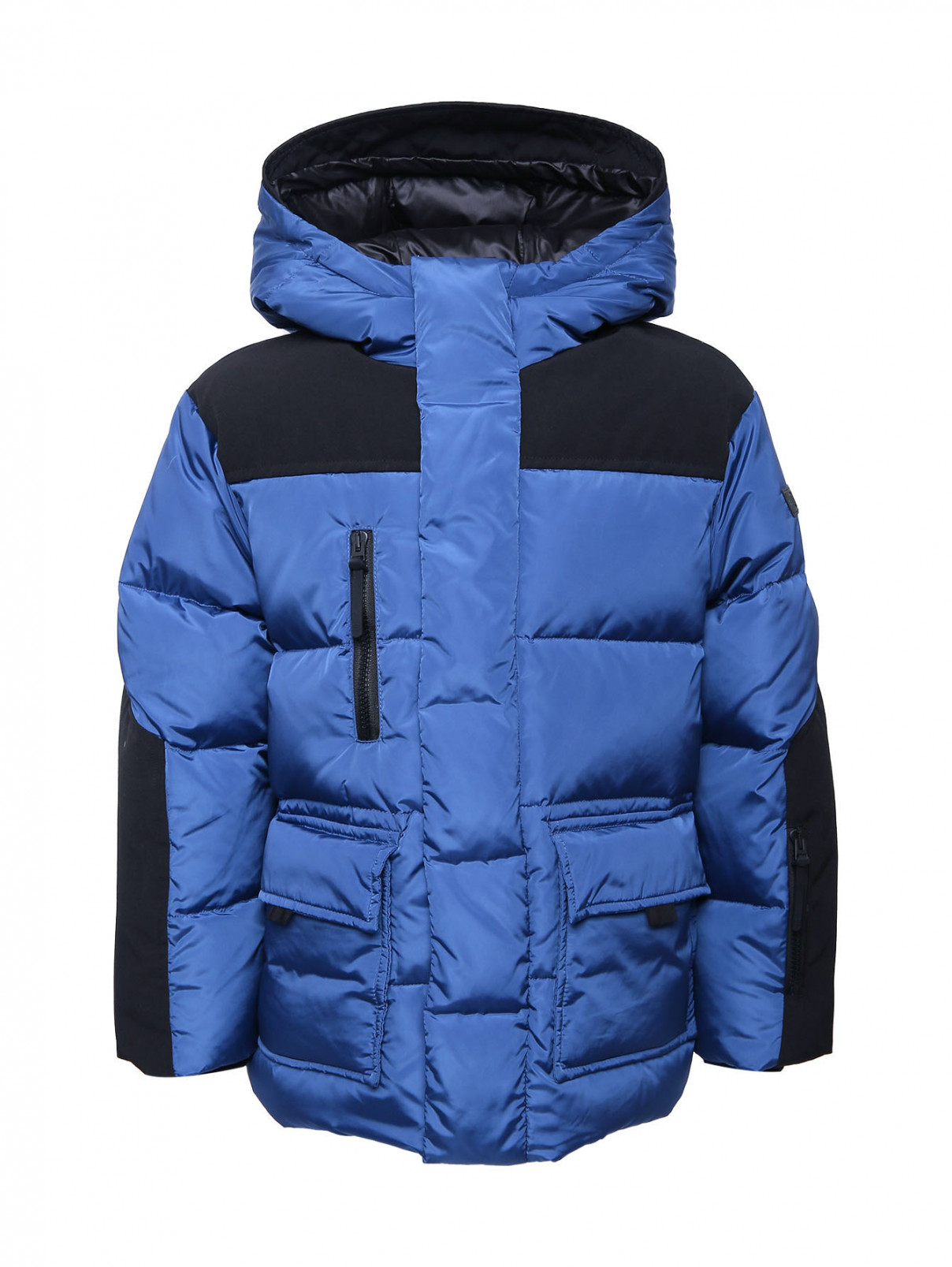 Утепленная куртка с капюшоном Il Gufo  –  Общий вид  – Цвет:  Синий