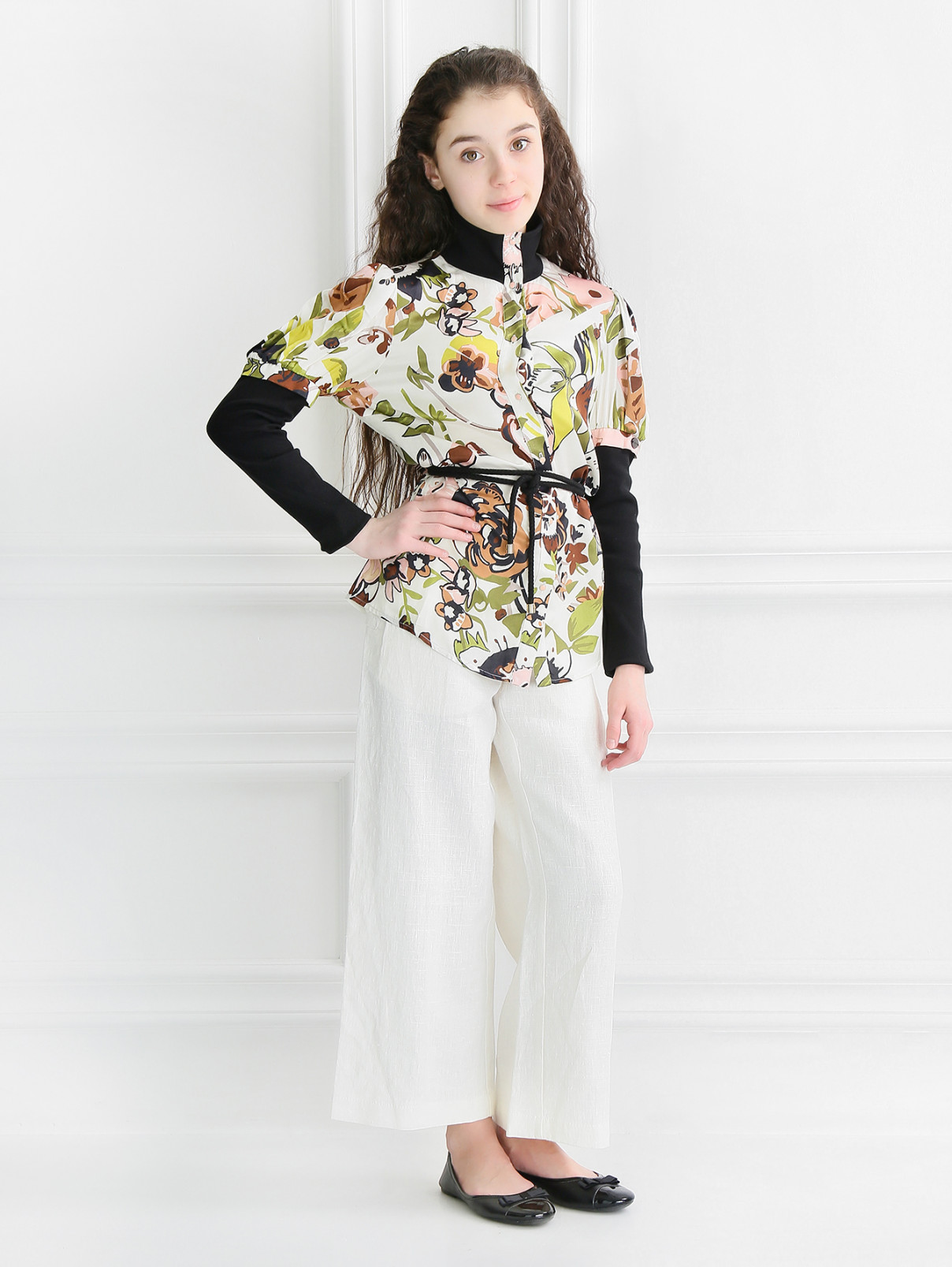 Льняные брюки свободного кроя I Pinco Pallino  –  Модель Общий вид  – Цвет:  Белый