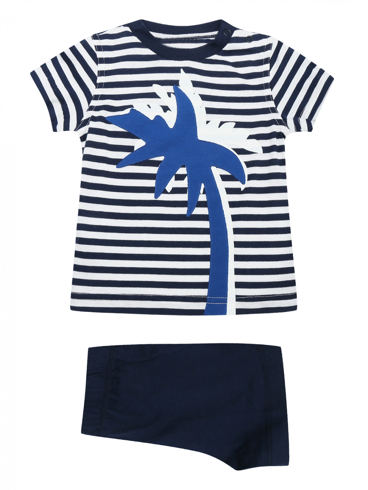 Костюм трикотажный: шорты и футболка Il Gufo  –  Общий вид  – Цвет:  Синий