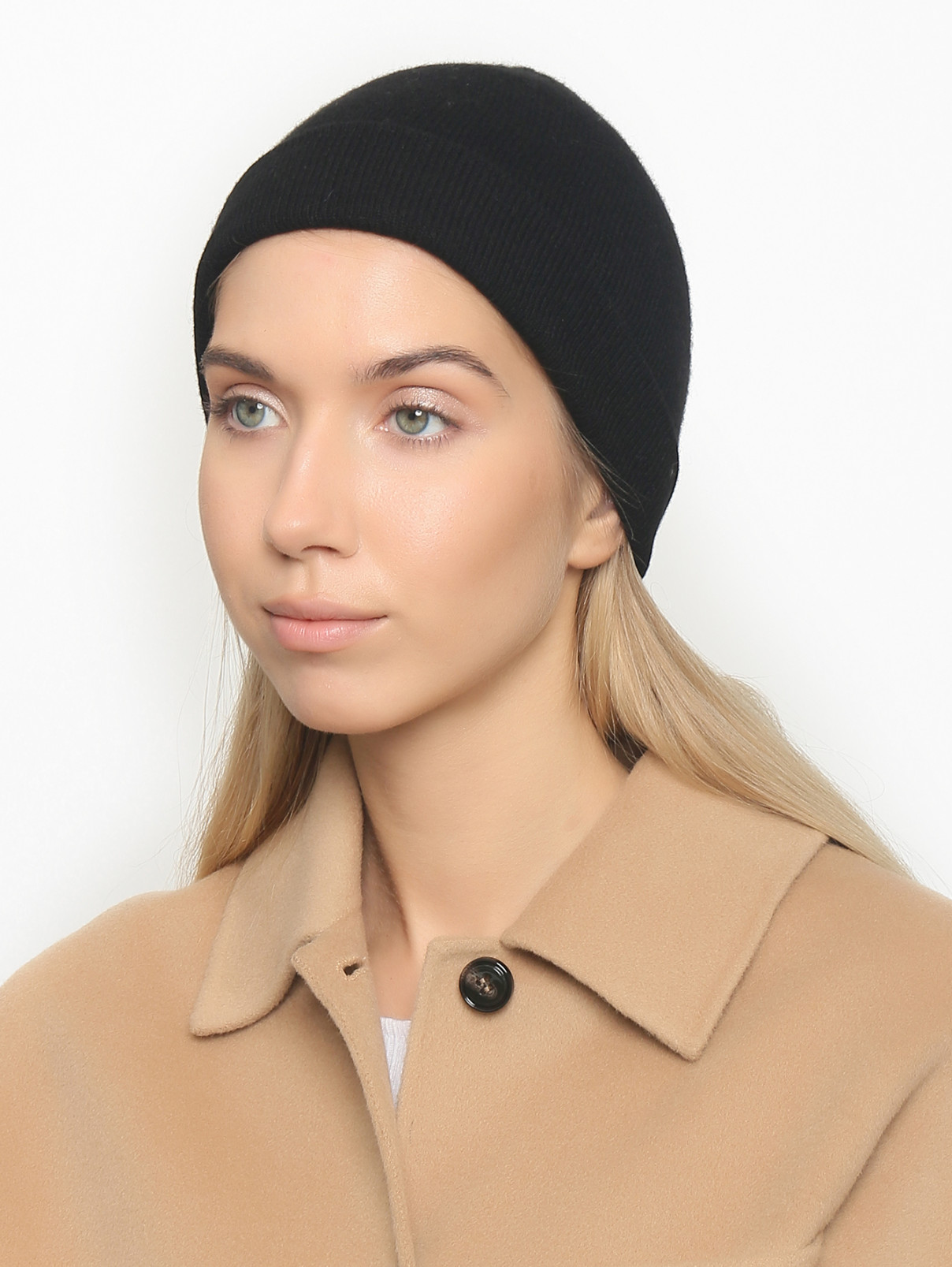 Трикотажная шапка из кашемира Max Mara  –  МодельОбщийВид  – Цвет:  Черный
