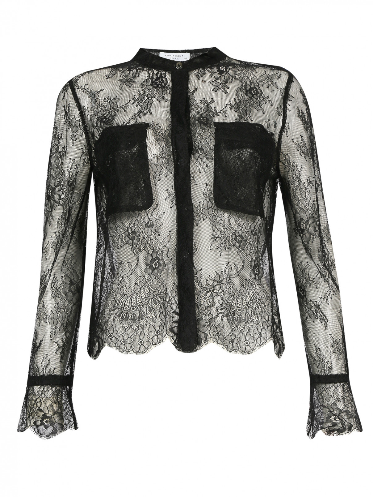 Блуза из кружева Equipment  –  Общий вид  – Цвет:  Черный