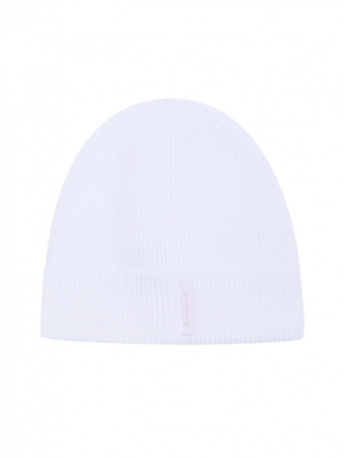 Однотонная шапка с логотипом Moncler  –  Обтравка1  – Цвет:  Белый