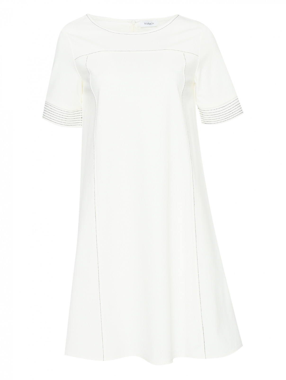 Платье-мини с короткими рукавами Max&Co  –  Общий вид  – Цвет:  Белый