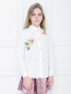 Хлопковая рубашка с цветочной аппликацией Dolce & Gabbana  –  МодельВерхНиз