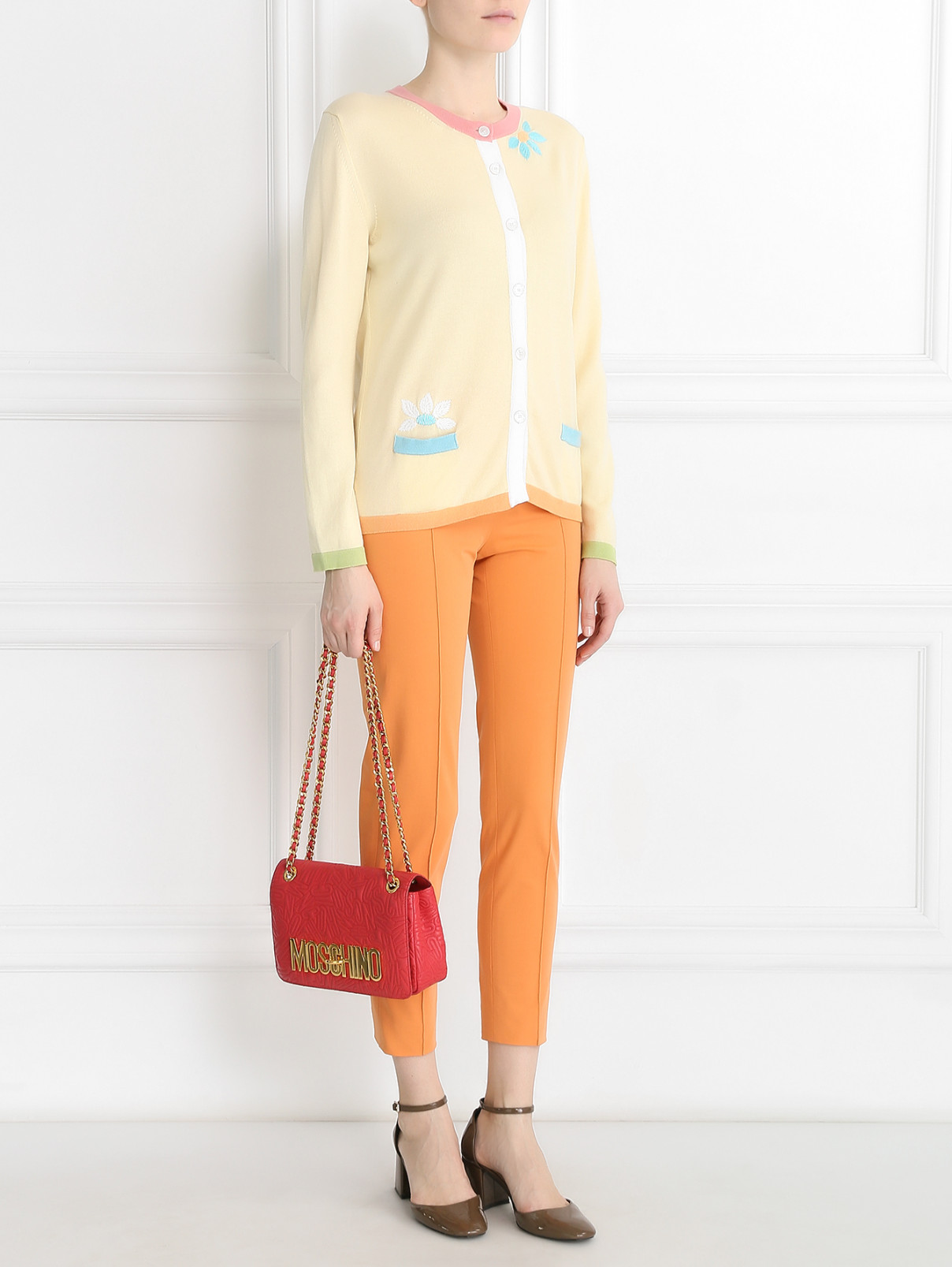 Брюки из хлопка прямого кроя с боковыми карманами Max Mara  –  Модель Общий вид  – Цвет:  Оранжевый