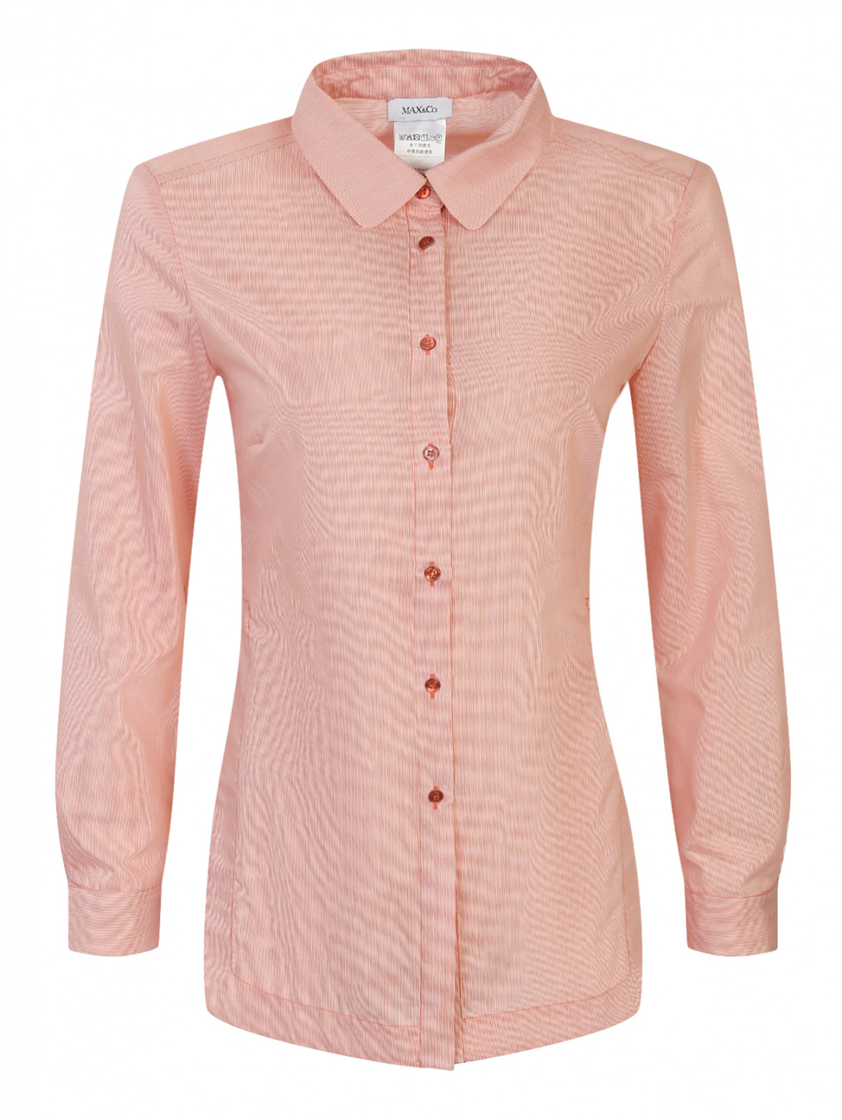 Рубашка из хлопка в полоску Max&Co  –  Общий вид  – Цвет:  Красный