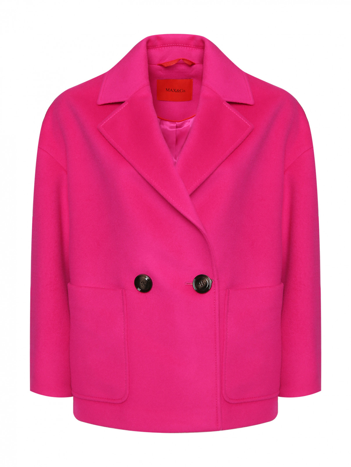 Двубортное полупальто из шерсти Max&Co  –  Общий вид  – Цвет:  Розовый