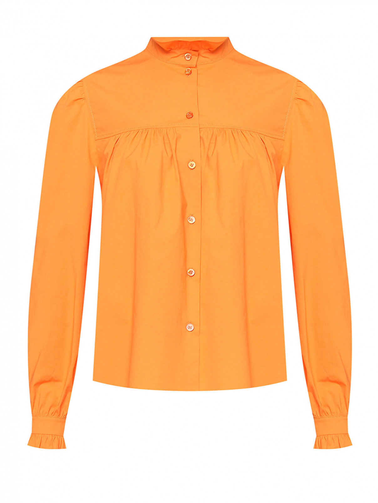 Однотонная блуза с рюшами Moschino Boutique  –  Общий вид  – Цвет:  Оранжевый