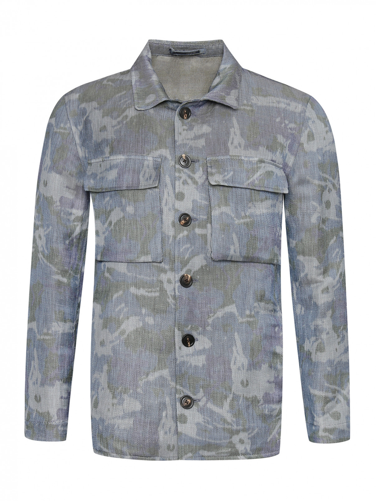 Куртка изо льна с накладными карманами LARDINI  –  Общий вид  – Цвет:  Мультиколор
