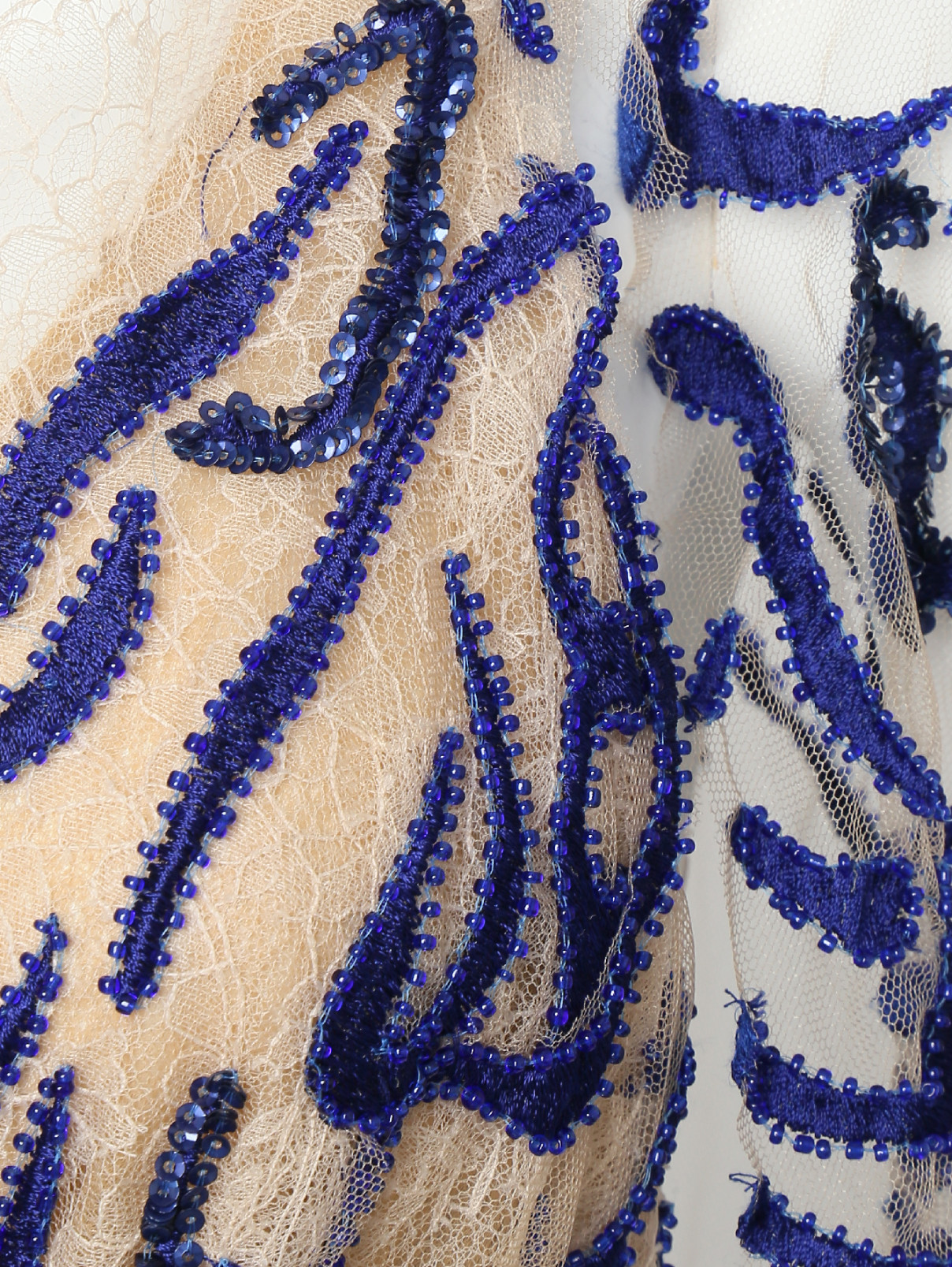 Платье из сетки и кружева с вышивкой Yolan Cris  –  Деталь  – Цвет:  Бежевый