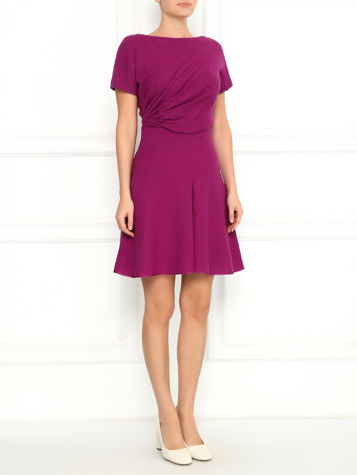 Платье-мини из шерсти с драпировкой Giambattista Valli  –  Модель Общий вид  – Цвет:  Фиолетовый