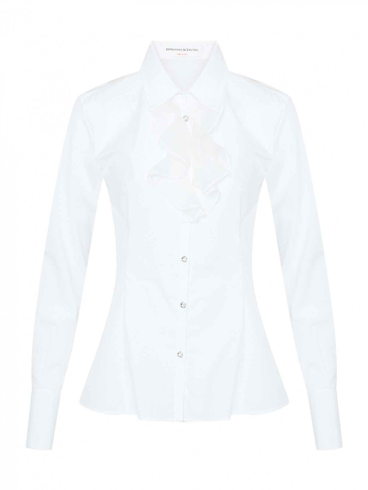 Рубашка из хлопка с жабо Ermanno Scervino  –  Общий вид  – Цвет:  Белый