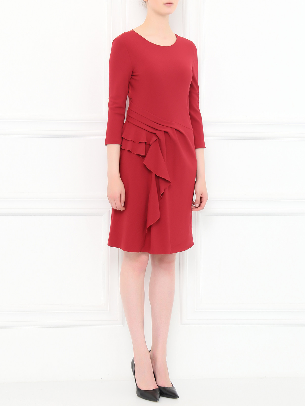 Платье-футляр с драпировкой Alberta Ferretti  –  Модель Общий вид  – Цвет:  Красный