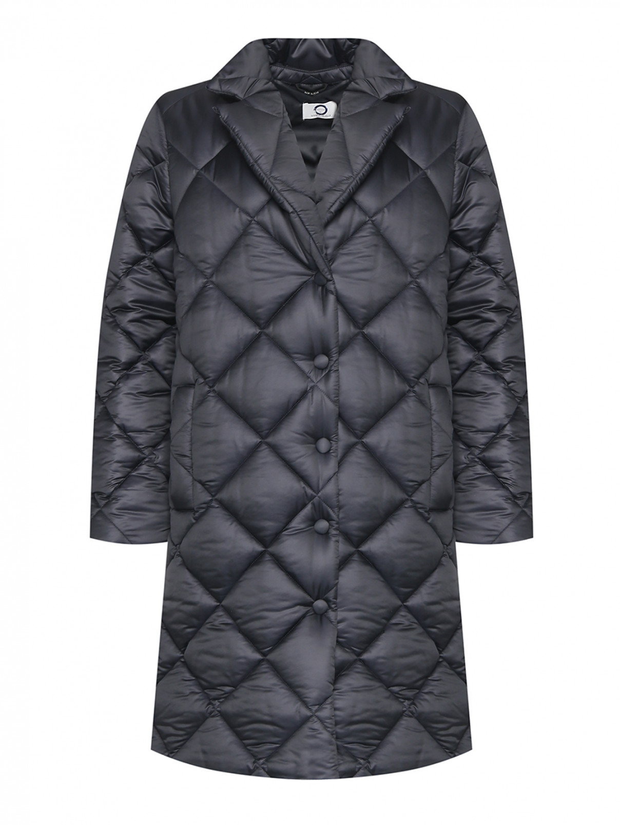 Удлиненная стеганая куртка Marina Rinaldi  –  Общий вид  – Цвет:  Черный