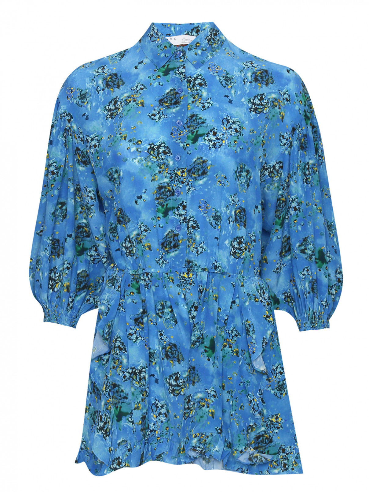 Платье из вискозы и шелка с узором Iro  –  Общий вид  – Цвет:  Синий