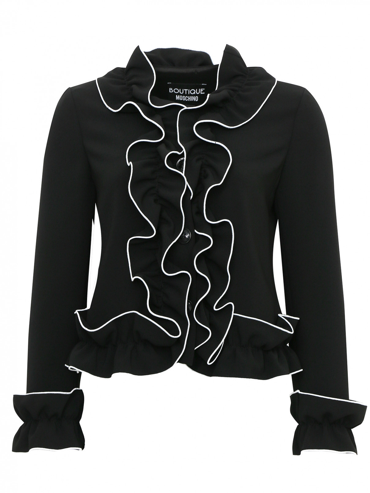 Жакет декорированный рюшами Moschino Boutique  –  Общий вид  – Цвет:  Черный