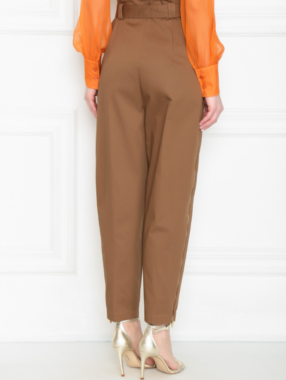 Брюки из хлопка с завышенной талией Alberta Ferretti  –  МодельВерхНиз1  – Цвет:  Коричневый