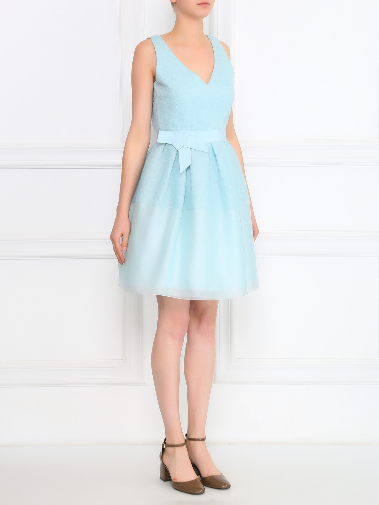Платье из шелка с декоративным бантом Paule Ka  –  Модель Общий вид  – Цвет:  Синий