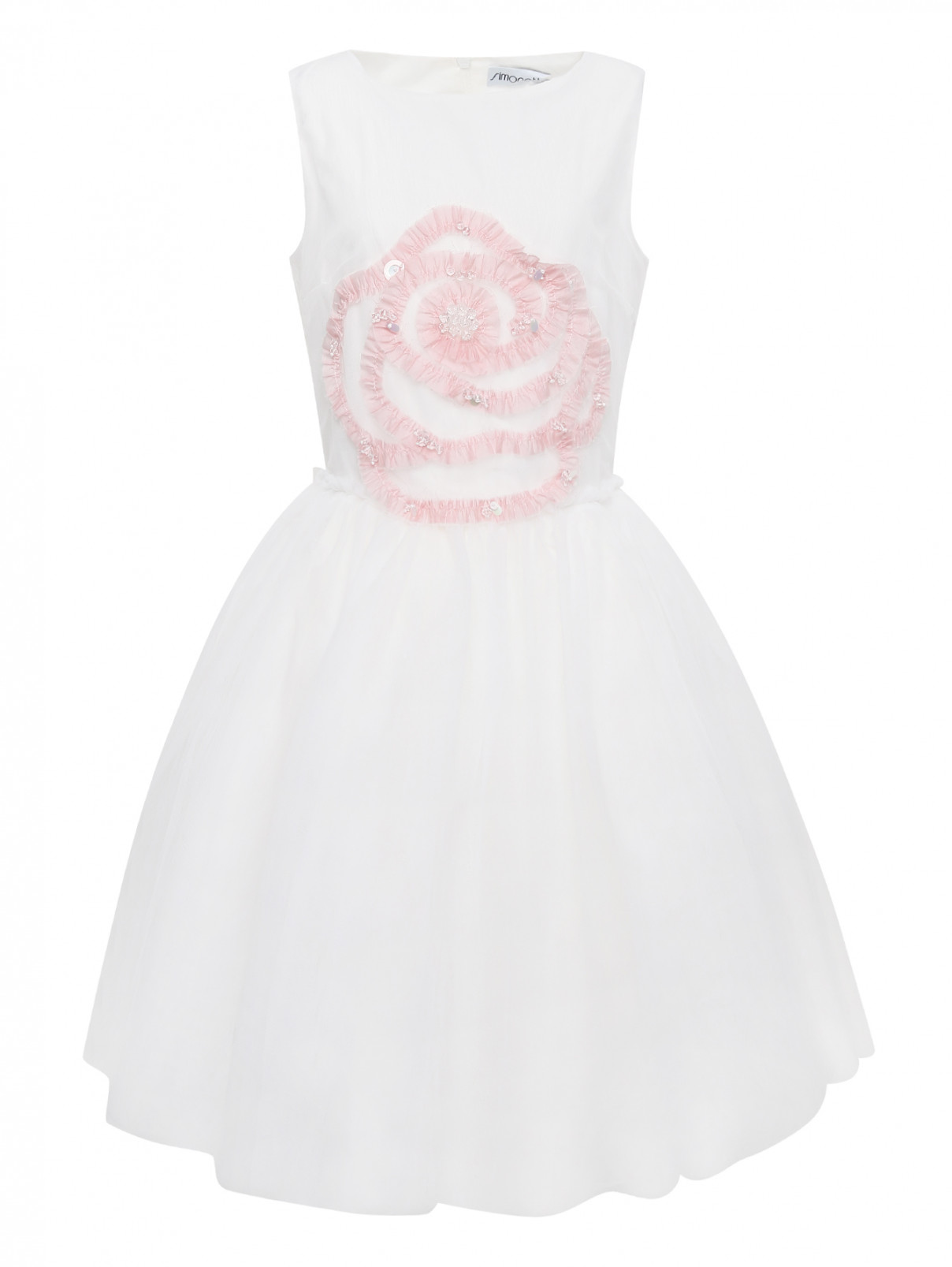 Платье с пышной юбкой Simonetta  –  Общий вид  – Цвет:  Белый