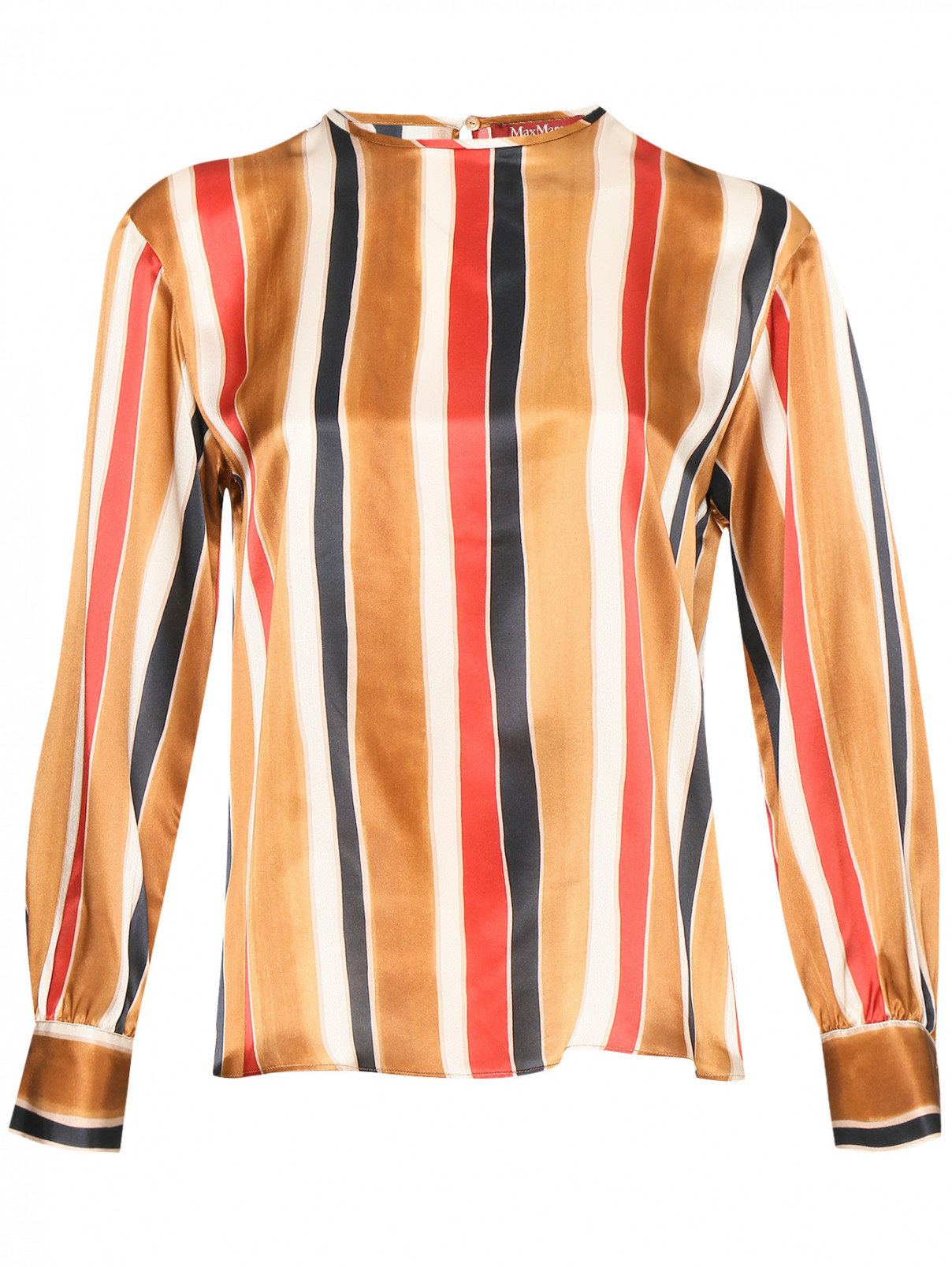 Блуза из шелка с узором полоска Max Mara  –  Общий вид  – Цвет:  Узор