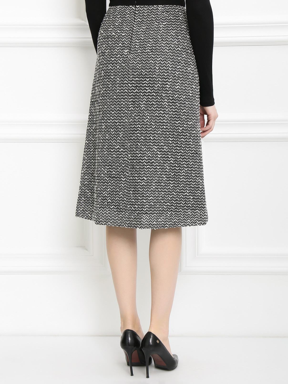 Юбка-миди из хлопка с узором Carven  –  Модель Верх-Низ1  – Цвет:  Узор