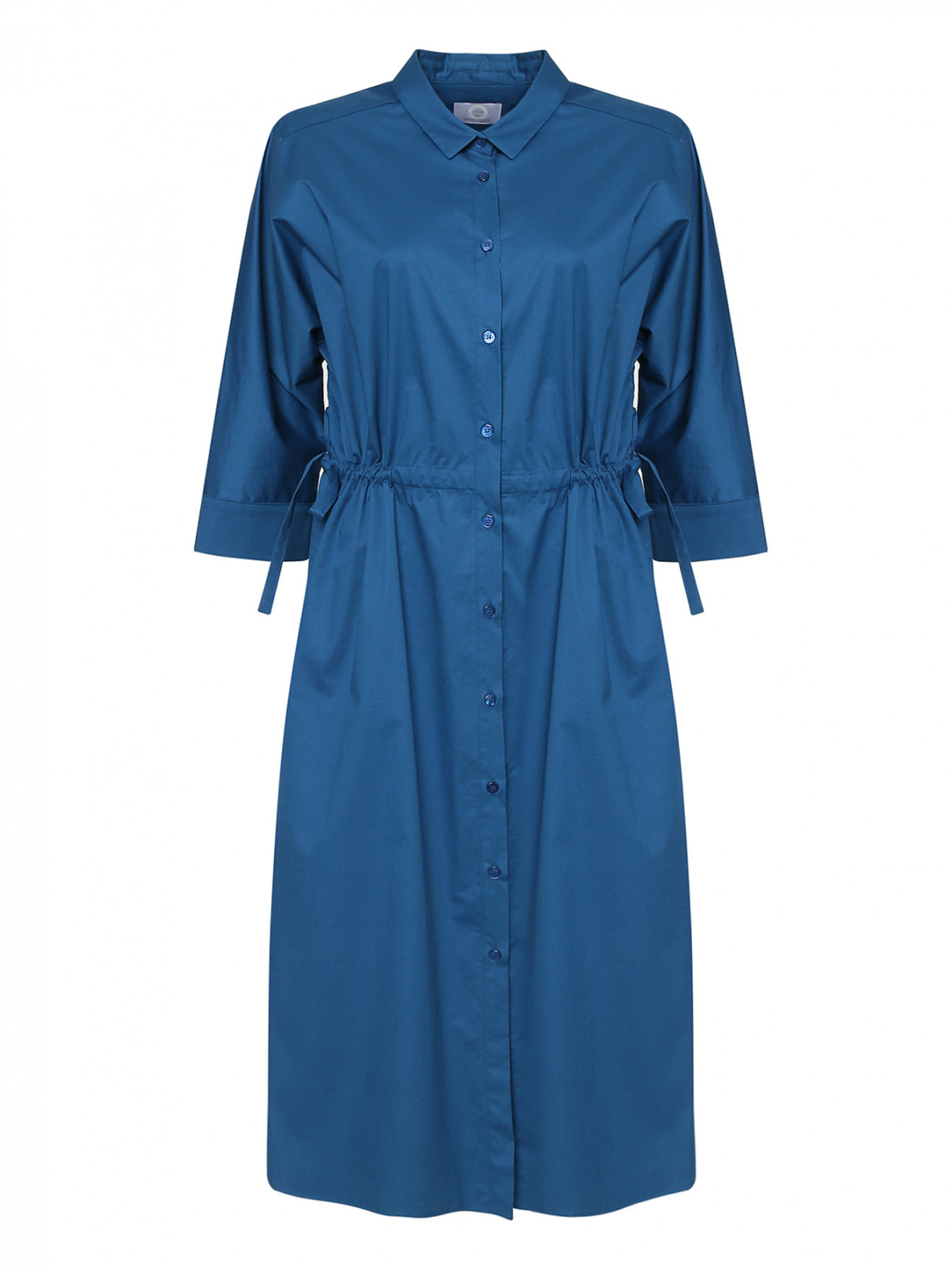 Платье-миди из хлопка Marina Rinaldi  –  Общий вид  – Цвет:  Синий