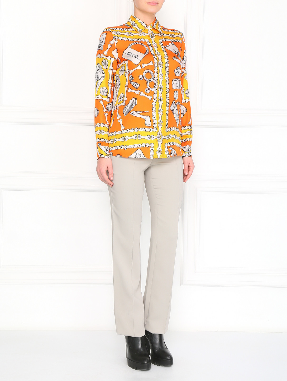Прямые брюки со стрелками Versace 1969  –  Модель Общий вид  – Цвет:  Бежевый