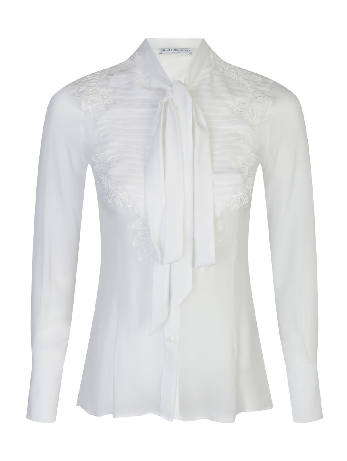 Шелковая блуза с декором Ermanno Scervino  –  Общий вид  – Цвет:  Белый