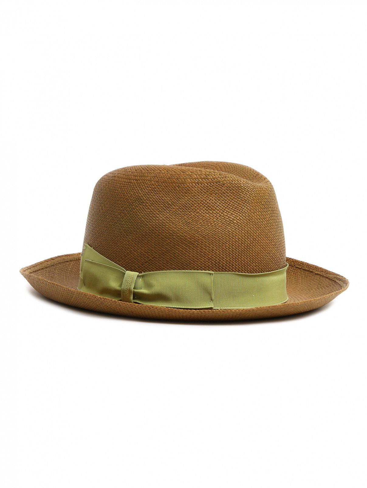 Шляпа соломенная с отделкой лентой Borsalino  –  Общий вид  – Цвет:  Зеленый