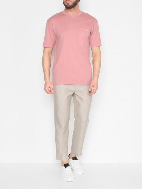 Футболка из хлопка с накладным карманом Piacenza Cashmere - МодельОбщийВид