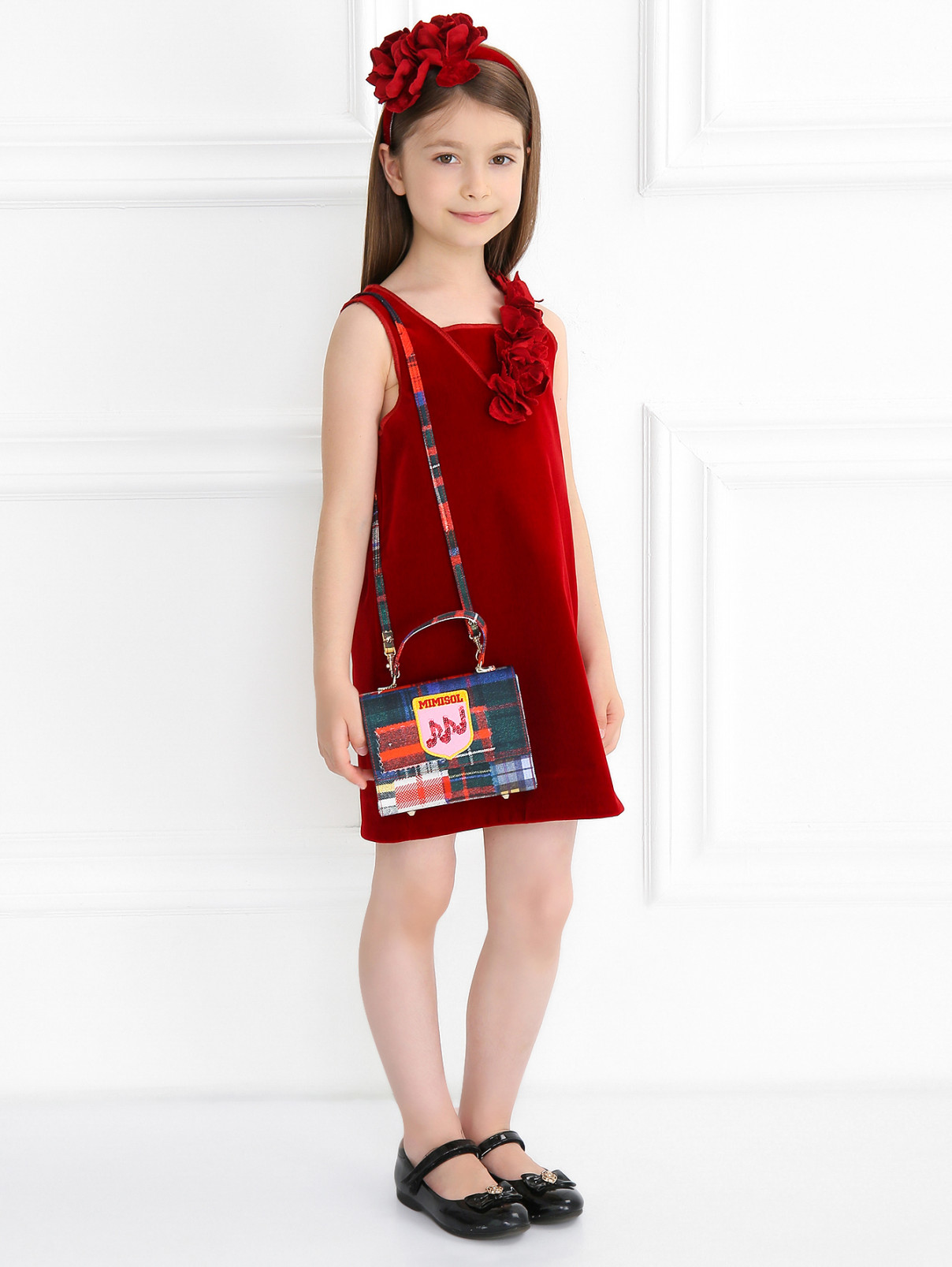 Платье-мини из хлопка с цветами MiMiSol  –  Модель Общий вид  – Цвет:  Красный