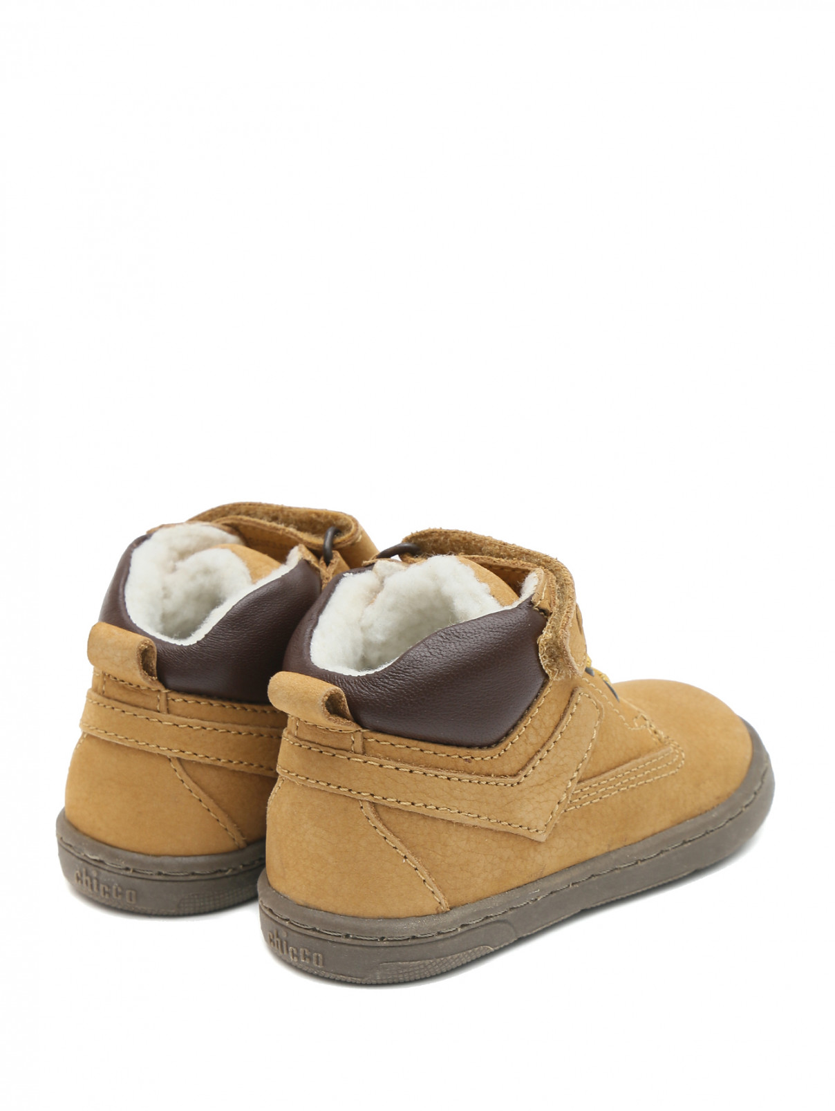 Утепленные замшевые ботинки на шнурках и липучке Chicco  –  Обтравка2  – Цвет:  Бежевый