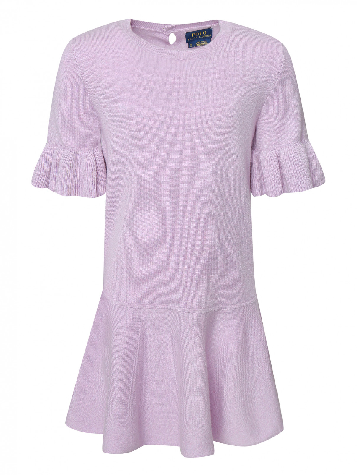 Платье из шерсти с воланом Ralph Lauren  –  Общий вид  – Цвет:  Фиолетовый