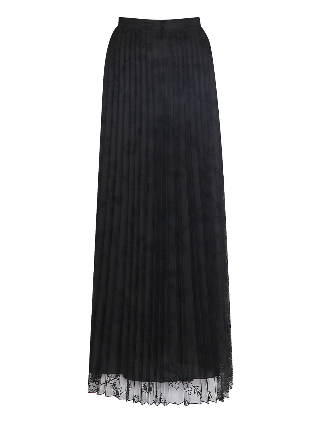 Юбка-макси из сетки с вышивкой Max&Co  –  Общий вид  – Цвет:  Черный