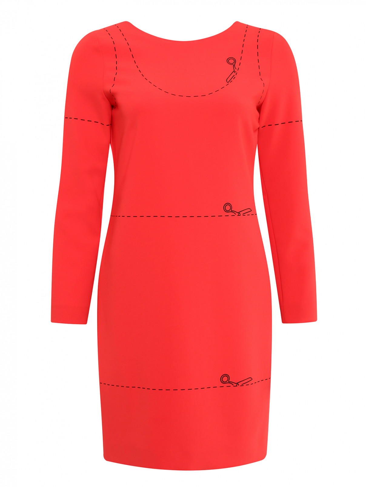 Платье свободного кроя с принтом Moschino Couture  –  Общий вид  – Цвет:  Красный