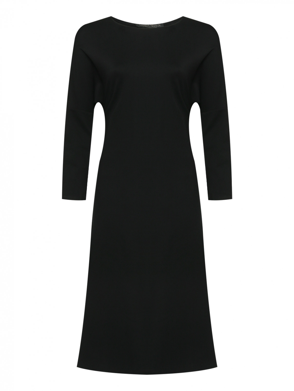 Платье из трикотажа с карманами Marina Rinaldi  –  Общий вид  – Цвет:  Черный