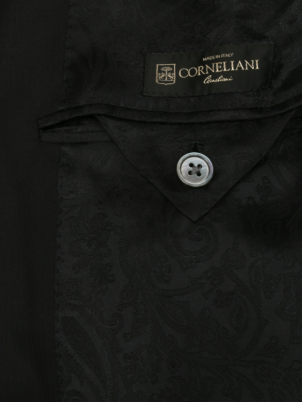 Костюм однобортный из шерсти Corneliani  –  Деталь2  – Цвет:  Черный