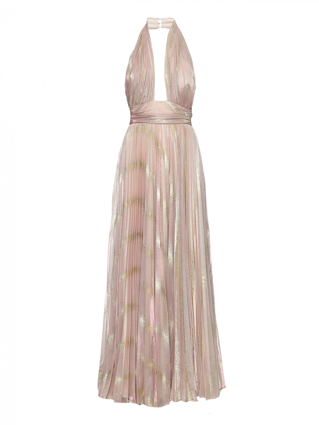 Платье-макси из блестящей ткани Forever Unique  –  Общий вид  – Цвет:  Розовый