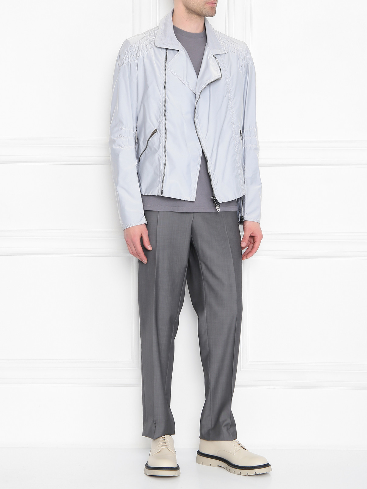 Куртка на молнии узкого кроя Ermanno Scervino  –  Модель Общий вид  – Цвет:  Серый