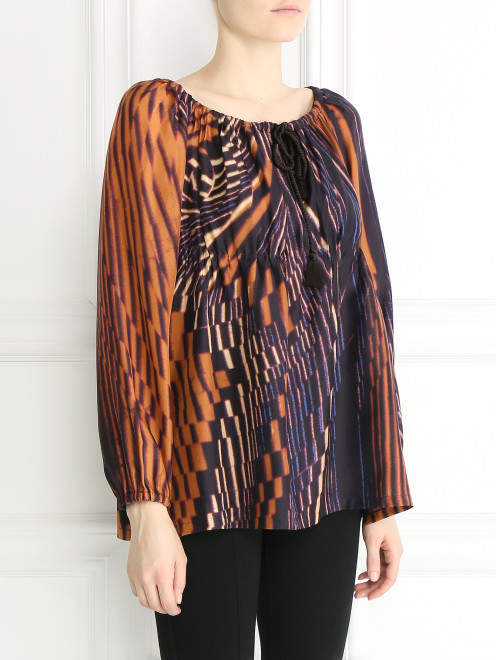Блуза из шелка с абстрактным узором Alberta Ferretti - Модель Верх-Низ