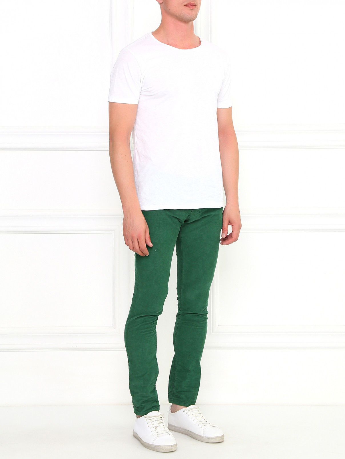 Вельветовые брюки узкого кроя Dsquared2  –  Модель Общий вид  – Цвет:  Зеленый