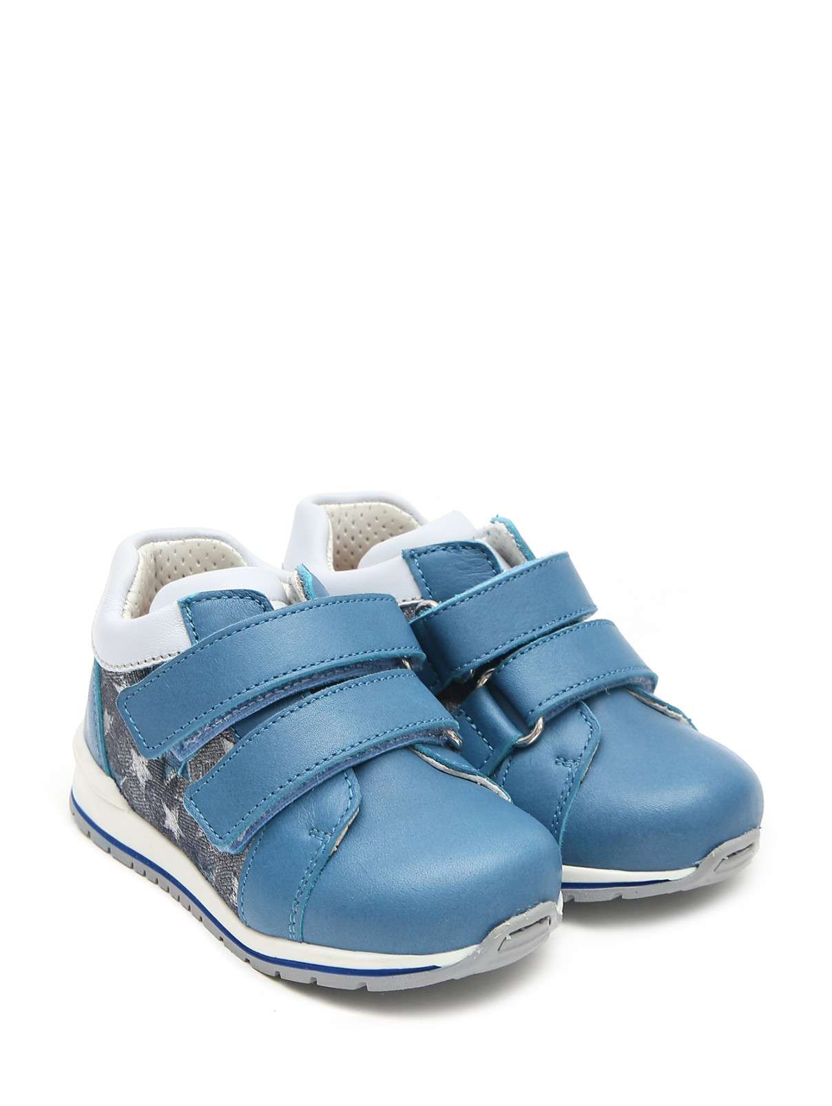 Ботинки кожаные на липкой застежке Zecchino d`Oro  –  Общий вид  – Цвет:  Синий