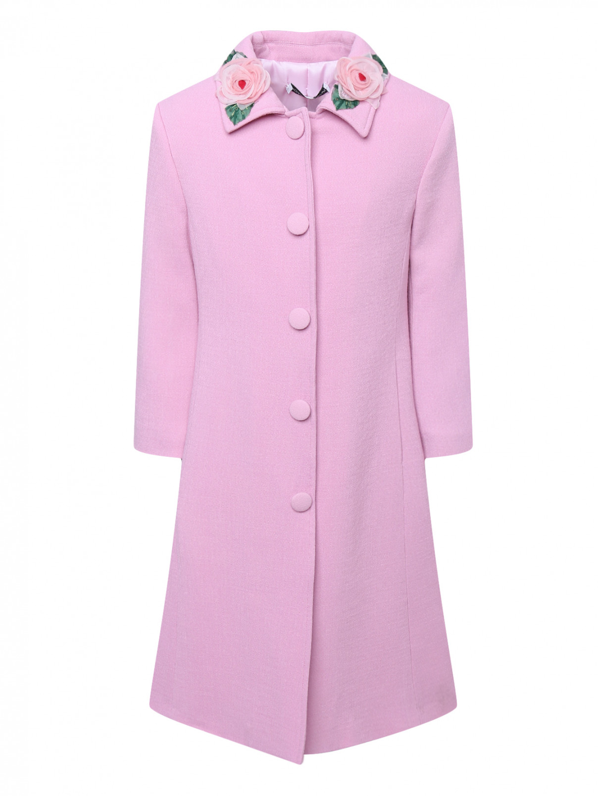 Пальто легкое с аппликацией на вороте Dolce & Gabbana  –  Общий вид  – Цвет:  Розовый