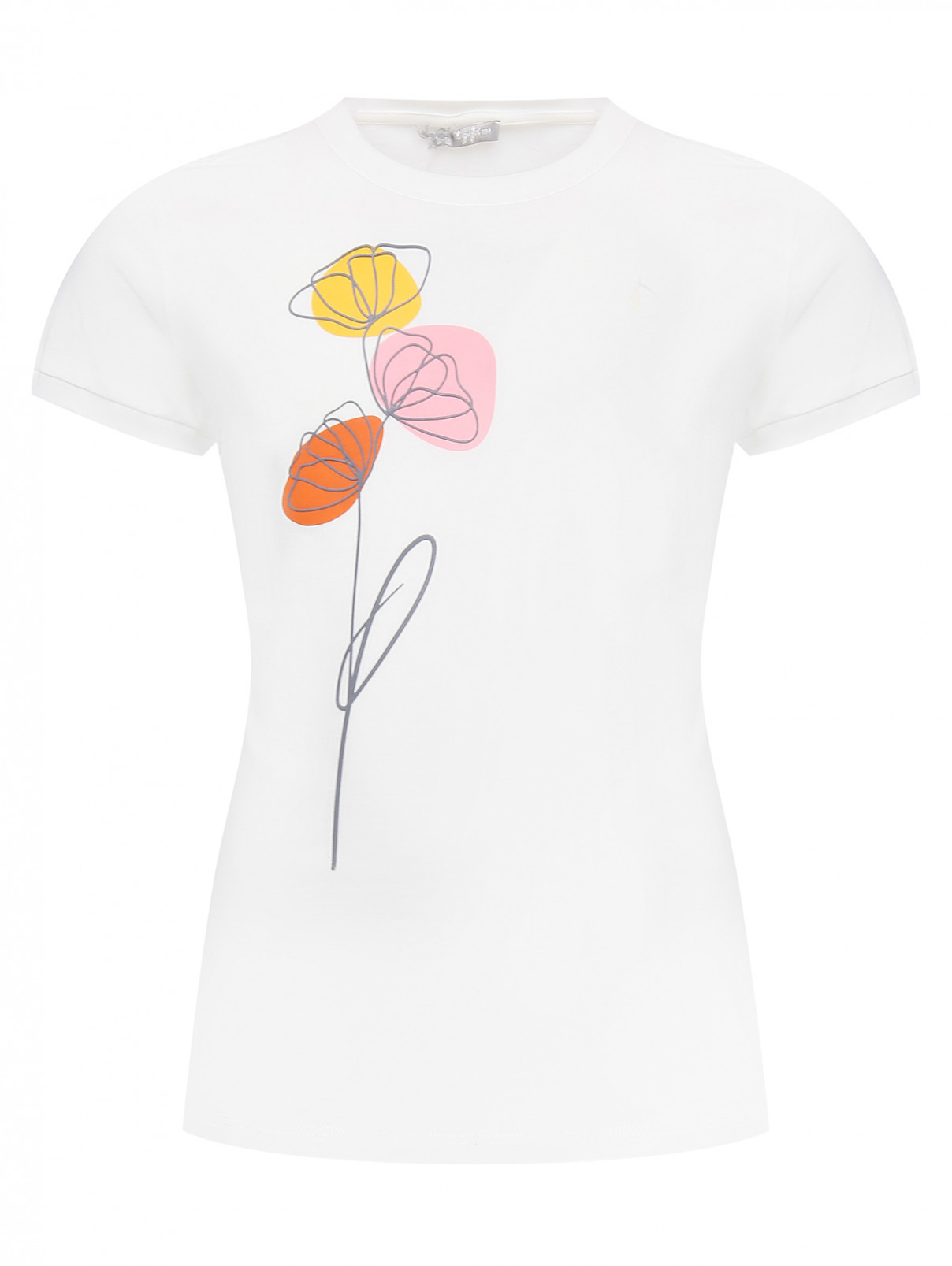 Трикотажная футболка с принтом Il Gufo  –  Общий вид  – Цвет:  Белый